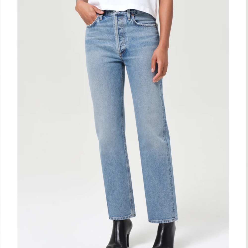 Agolde Light to Medium Wash Straight Leg Jeans